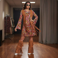 Hippie Costume Set Lightweight 70s Themed Outfit for Festivals