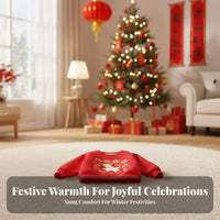 Children's Red Fleece Pullover, Year of the Horse, Thickened, Festive Sweatshirt, Soft for Boys & Girls