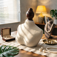 Necklace Bust Display Stand Fine Weave Necklace Display Bust Classic Beige Linen Jewelry Mannequin