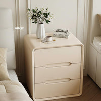 Rounded Corner End Table Scratch Resistant Tech Cloth Modern 2-Drawer Nightstand
