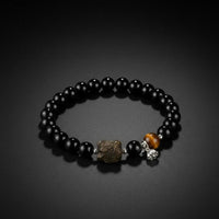 Black Obsidian Bracelet Chinese Design Obsidian Bracelet Polished Beads