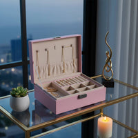 Jewelry Box Secure Metal Clasp Jewelry Storage Case Large Capacity Accessory Box Soft Luxurious Textile Lining for Dresser Top