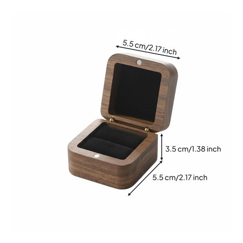 Walnut Band Box Velvet Interior Jewelry Storage Hand-Finished for Wedding