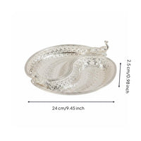6 Pieces Peacock Tray Engraved Design 2 Compartment Serving Plate Vintage Design