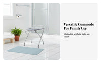 Foldable over-Toilet Commode Removable container with Lid Triple-function Bedside Commode