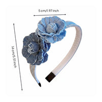 Denim Flower Headband Cute Denim Headband Stylish Blue Textile Hair Hoop for Skincare