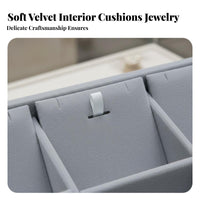 Elegant Gray Velvet Jewelry Display Tray Space Saving Compartment Jewelry Tray Multi-Functional for Vanity Top, Closet
