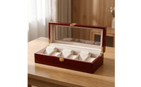Lacquered Watch Storage Box with Glass Lid Glossy Watch Box with Glass Lid Luxury Padded for Collectors, Dresser, Bedside Table, Office Shelf