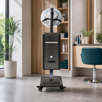 Floor-Standing Hair Steamer 110V Silver-Toned Hooded Hair Steamer Beauty Equipment Caster Wheels