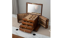 Wooden Jewelry Box Vintage Design Jewelry Box with Mirror Lock and Key