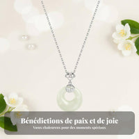 S925 Silver Jade Necklace Spiritual Gift Chinese Jade Donut Charm Necklace