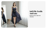 2 Pieces Velvet Slip Dress with Lace Shrug Lace Bell Sleeve Short Jacket Dress