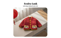 Children's Jacket, Cartoon Pattern, Winter Thick Coat, Chinese Style, Unisex, New Year Outfit, Infant Tang Suit, Festive Wear