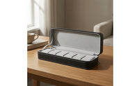 Watch Case with 6 Slots Padded Zippered Watch Organizer Compact for Journeyers, Business Trips