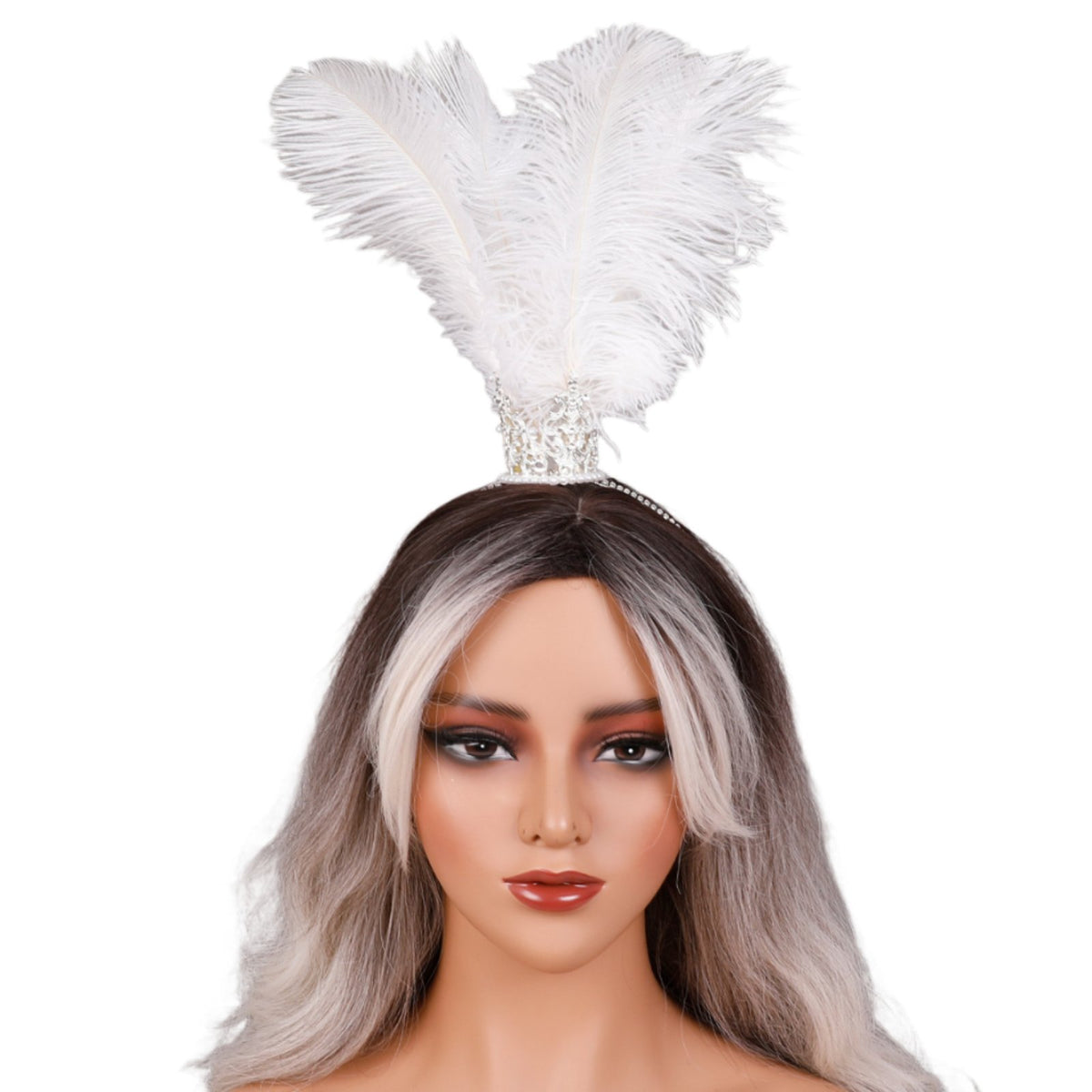 Crystal Feather Headdress Sparkling Crystal S Gothic Feather Crown Costume Accessory Large Feathers Headwear Adjustable