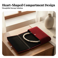 Heart-Shaped Insert Pearl Necklace Gift Box Elegant Design Pearl Necklace Case Travel Friendly for Wife, Mother's Day, Anniversary, Birthday