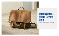 Vegetable Tanned Leather Delivery Backpack, Multi-Carry, Retro Casual, Unisex, Travel Bag