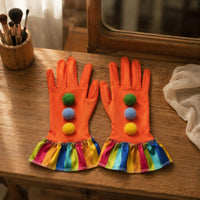 Orange Clown Gloves Polyester Clown Gloves Long Fingered