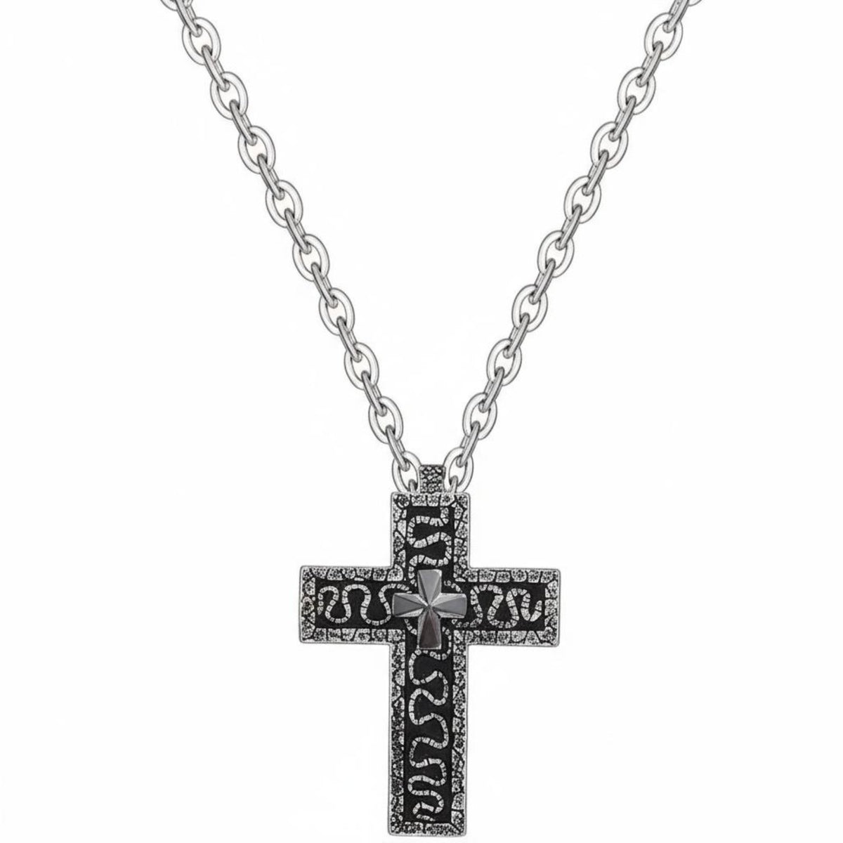 Intricate Pattern Vintage Cross Charm Engraved Engraving S Vintage Charm Necklace Meaningful Gift for Young Adults, Women, Home Decor