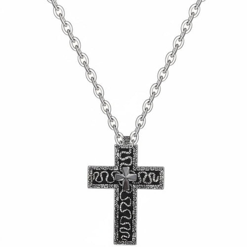 Intricate Pattern Vintage Cross Charm Engraved Engraving S Vintage Charm Necklace Meaningful Gift for Young Adults, Women, Home Decor