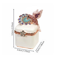 Miniature Hummingbird Jewelry Holder Hinged Lid Jeweled Enamel Keepsake Box