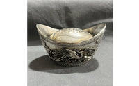 Traditional Wealth Symbol Ornament Antique-Style Metal Ingot Ornament Embossed Tabletop Decor for Collectors