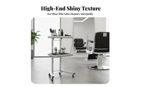Multi-Functional 2-Tier Foldable Rolling Trolley Sturdy Construction Foldable Wheeled Shelf Easy to Clean Storage Trolley No Assembly Required for Salon Professionals Artists, Barber Shop, Home, Living Room, Bedroom