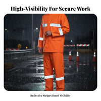 Long-Lasting Reflective Rain Suit Heavy Duty High Visibility Work Suit Adjustable Hood for Road Workers, Women, Rainy Days, Farming