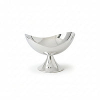 Fluted Pedestal Tray Silver Crescent-Shaped Tray Stable Base