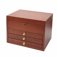 Wooden Jewelry Box Rosewood Grain Home Storage Gold-Tone Pulls