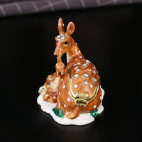 Mother and Baby Deer Box Compact Size Deer Jewelry Box Hand Painted for Dresser