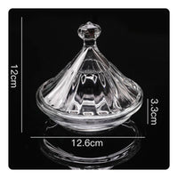 Crystal Candy Bowl Transparent Glass Candy Jar Decorative Glass Jewelry Box for Living Room