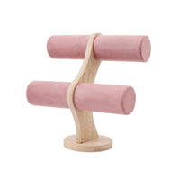 T-Shaped Display with Wooden Base Sturdy Jewelry Accessory Stand Weighted