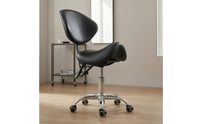 Height-Adjustable Saddle Chair Contoured Rolling Saddle Chair Padded Seat Seating Furniture