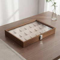 Multi-Compartment Jewelry Organizer Elegant Design Walnut Finish Jewelry Tray Suede Lined Band Holder Sturdy Construction