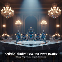 Baroque Queen Crown Regal Style Vintage Rhinestone Crown Accessory for Brides, Weddings, Pageants, Prom