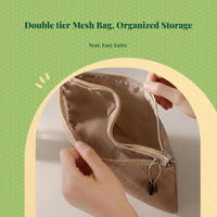 Makeup Bag, Mini Doublefastener Travel Organizer, Mesh Cosmetic Storage Pouch for Women, Small Multipurpose Case