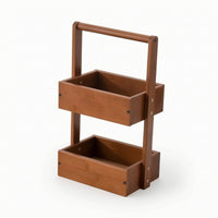 Wood Rack with Handle Portable Vanity Organizer Freestanding