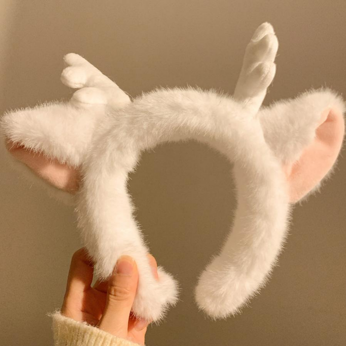 Face Cover Headband, Plush Deer Antlers, Makeup Routine