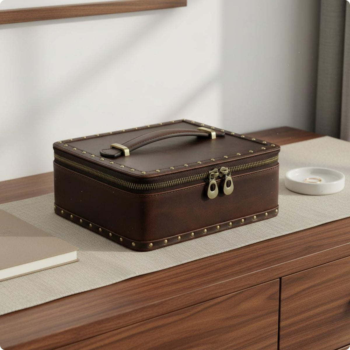 Vintage Leather Jewelry Box Soft Inner Lining Watch Jewelry Box for Gift Giving