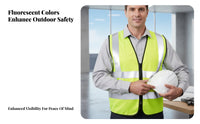 Reflective Safety Vest Lightweight High Visibility Work Vest Safety Workwear Long-Lasting Fastener Front Closure