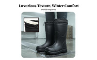 Non-Slip Fleece Lined Rain Boots Single-Piece Molding Waterproof Medium Calf Boots Keep Warm for Farmers, Fishermen, Rainy Days, Outdoors