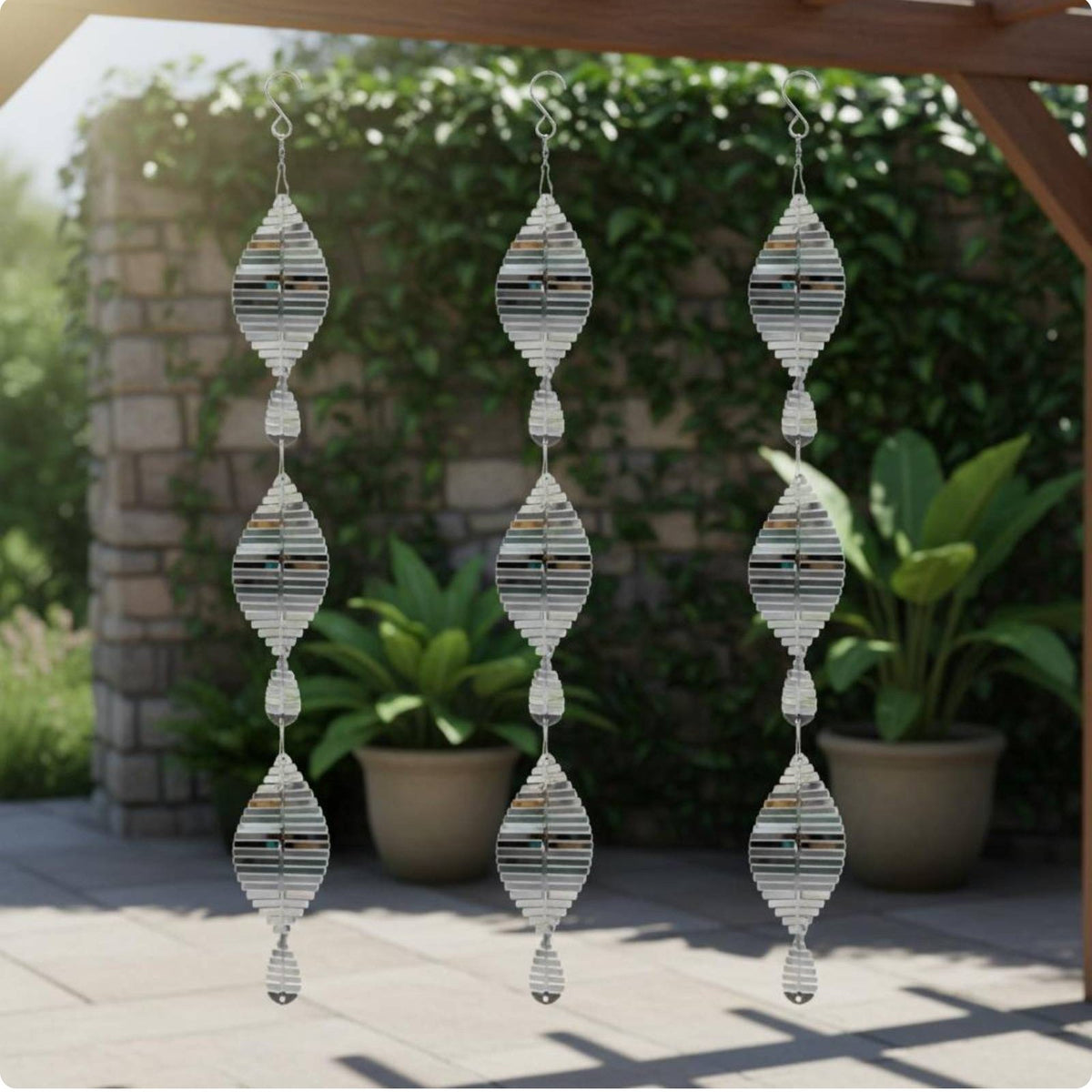 Reflective Fishbone Wind Chime Decorative Bird Deterrent Easy to Hang