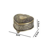 Heart-Shaped Jewelry Box Embossed Antique Jewelry Case Metal-Look Accessory Storage