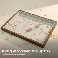 Multi-Functional Jewelry Display Tray Scratch Protection Walnut Wood Grain Accessory Tray Stackable Design for Vendors, Trade Exhibit