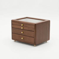Jewelry Storage Box Wooden Accessory Keeper 2-Drawer for Dresser, Bedroom