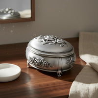Vintage Metal Jewelry Box Giftable Round Metal Jewelry Box for Dressing Table