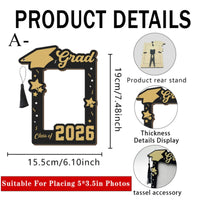 Class of 2026 Picture Frame Keepsake Memento Wooden Graduation Frame for Desk