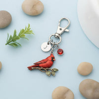 Red Bird Figure Keychain Sentimental Gift Birthstone Keychain Personal Accessory for Women, Loved Ones