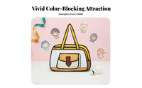 Large Capacity 2D Cartoon Illusion Bag Water Textile Flat Design Handbag Laptop Compartment for Women, Students